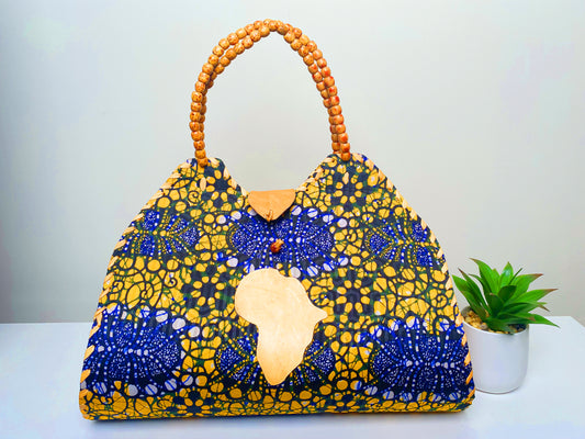 Yellow And Blue African Ankara Bag